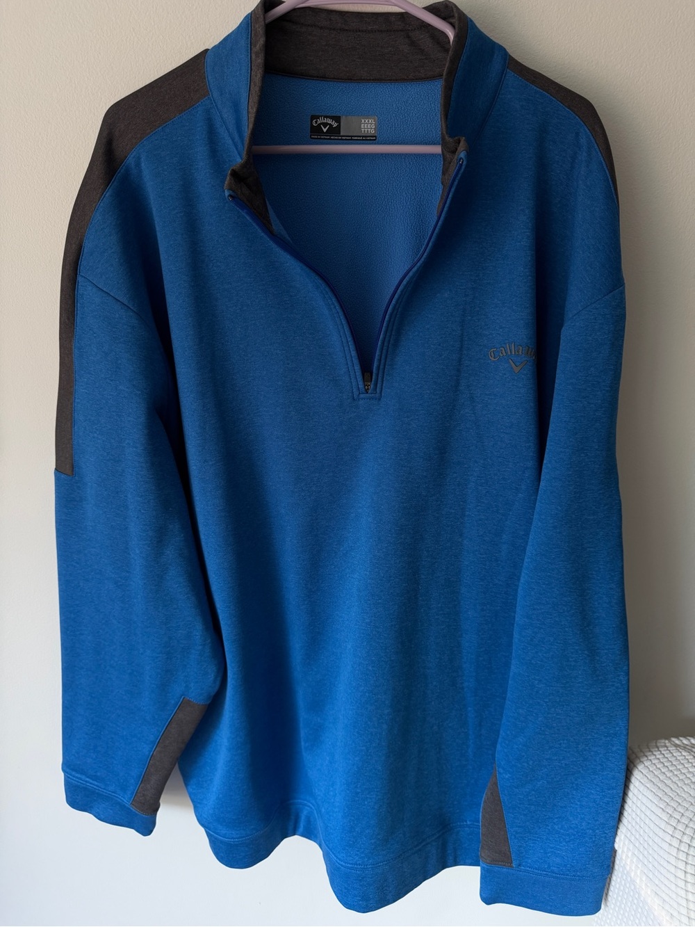 Callaway Men's Royal Blue and Charcoal Quarter-Zip Sweater
